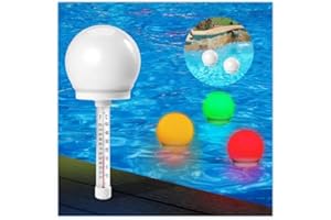 UNIPOOL Pool Thermometer Floating Easy Read, LED Colored Solar Thermometer Floating,Suitable for Swimming Pool/Hot Tub/Hot Spring/Aquarium