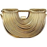 CUXVA Clutch Purses for Women Half Round Woven Evening Bag Formal PU Leather Purse Designer Handbags for Wedding Party Prom