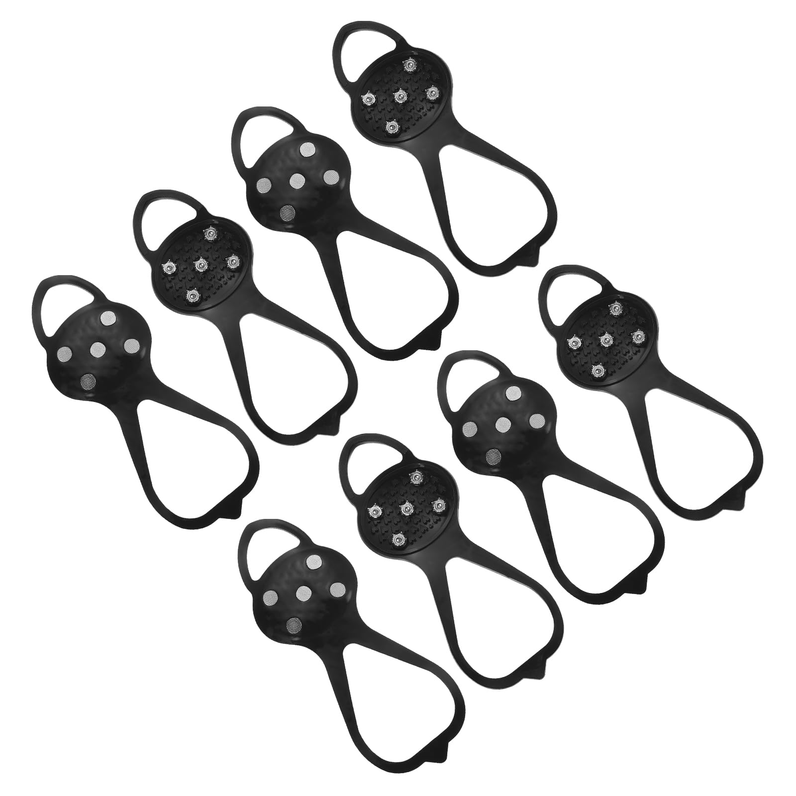 PATIKIL 11" Non-Slip Gripper Spikes Claw, 4 Pairs Universal Ice Cleats Shoe Spikes with 5 Tooth Steel Nails for Skiing Walking Shoes, Black