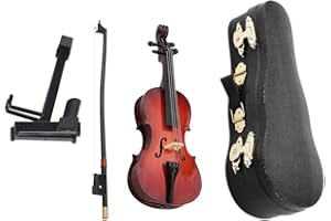 Nurnesy Violin Set for Beginners, 5.5in Wooden Miniature Cello Instrument for Beginners Replica with Case Instrument Model Mu
