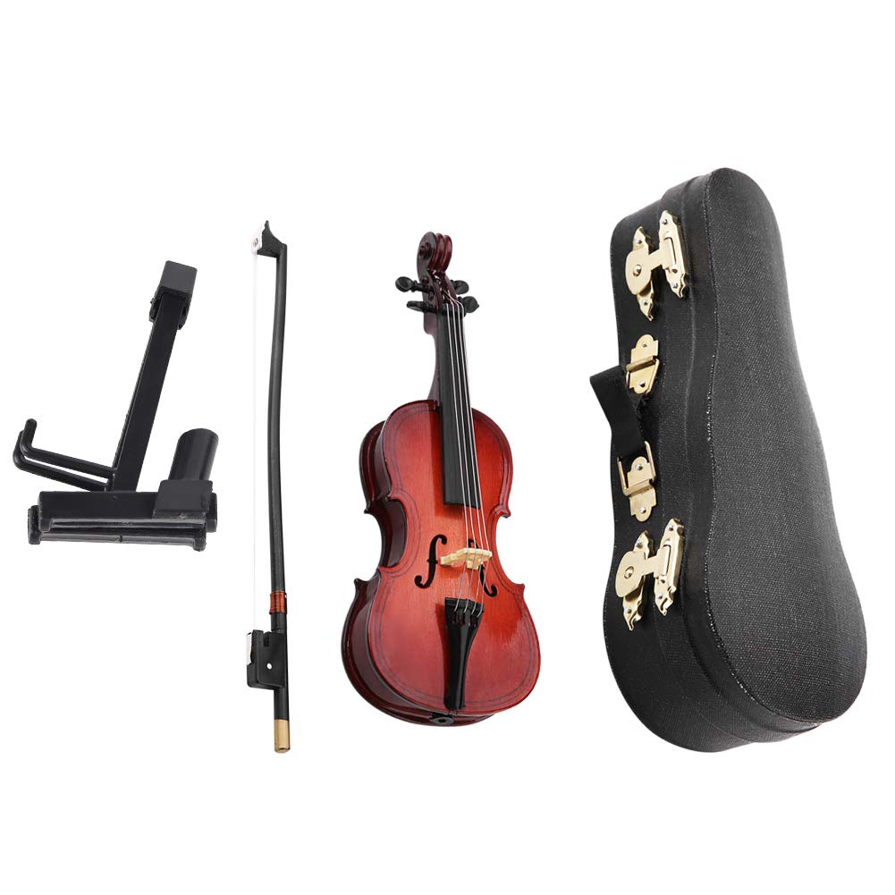 Pssopp Mini Wooden Cello Instrument Model Miniature Cello Replica with Case Instrument Model Musical Gifts Ornaments for Desk Shelf Decor Ornaments Gift Idea 5.5in