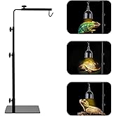 LUCKY HERP Reptile Lamp Stand, Adjustable 14-32 inch Metal Floor Light Holder, Heat Lamp Stand Reptile Light Stand for Glass 