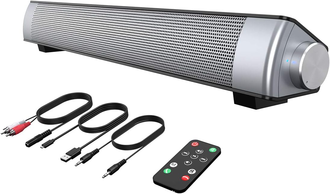 VersionTECH. PC Soundbar,Wired & Wireless Bluetooth BT