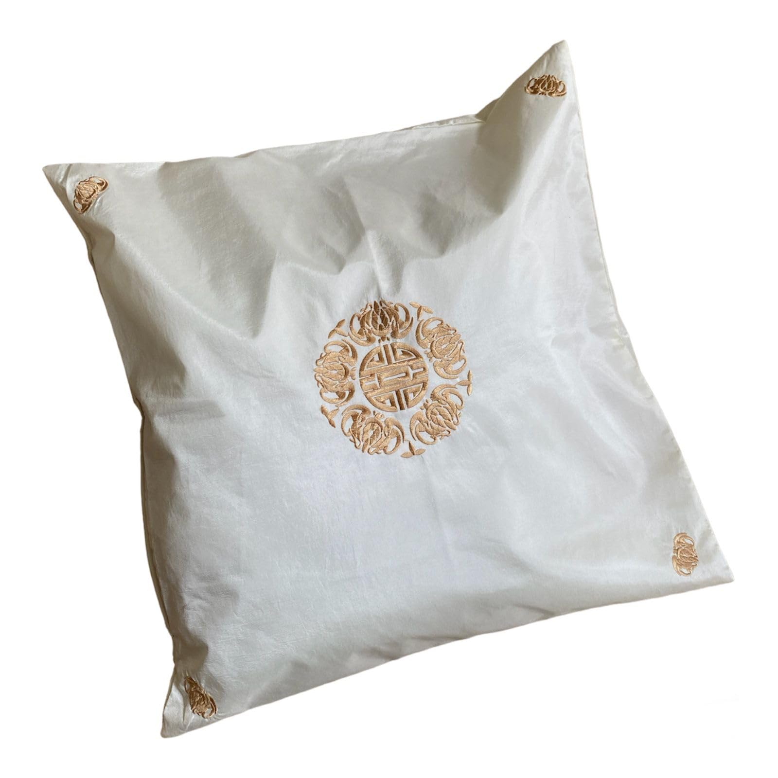 Eden Stone Cushion Cover Asia 45 x 45 cm with Zip White Gold