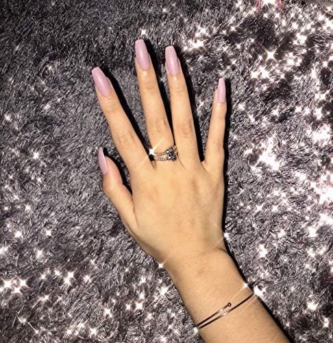 BLINGINBOX False Nails Gothic Full Cover Glossy Fake Nails Shape Nails Sharp Art Stiletto Nail for Women 24Pcs(Grey)