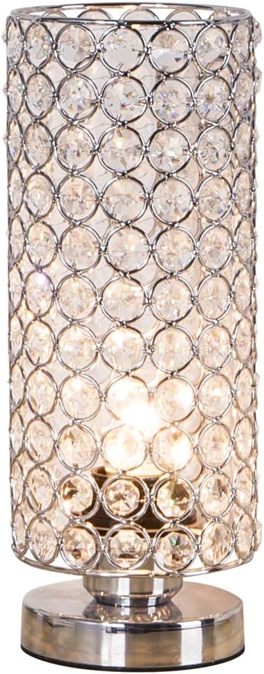 Amazon.com: Lámpara de mesa de vidrio Zeefo, plata moderna lámpara de