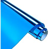 HTVSTD Metallic Foil HTV Vinyl Roll-12 x8ft Holographic HTV Cobalt Blue Heat Transfer Vinyl Blue Chrome Metallic Iron on Vinyl for T-Shirt