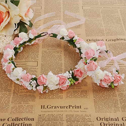 Meiliy bridal flower garland crown flower headband hair…