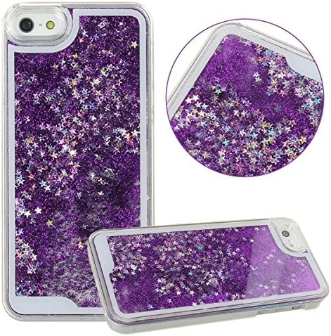 iPhone 6S Plus Case, iPhone 6 Plus Case, Crosstree Luxury Transparent Bling Glitter Sparkle Hybrid Bumper Case with Liquid Infused with Glitter and Stars/Love in 5.5 inch. (Crystal Purple)