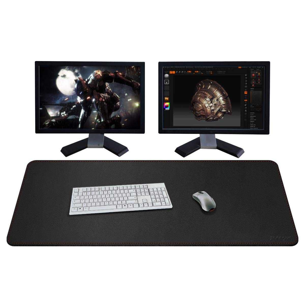 ZORESYN XXL Large Mouse Pads (110x50cm) - PU Leather Gaming Mousepad Desk Mat - Nonslip Base and Waterproof Desktop Keyboard Extended Mouse Mat (Black)