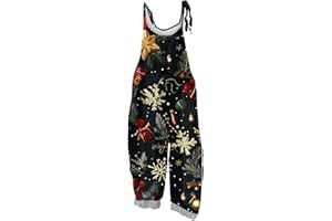 Jumpsuits for Women Christmas Plus Size Funny Xmas Print Casual Loose Overalls Rompers S-5Xl