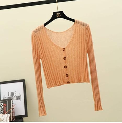 Amazon Co Jp 女性のためのレディースショートカーディガンvネックロングスリーブクロップドカーディガンセーター薄いコート秋のニット Yangain Color E Size One Size ホーム キッチン