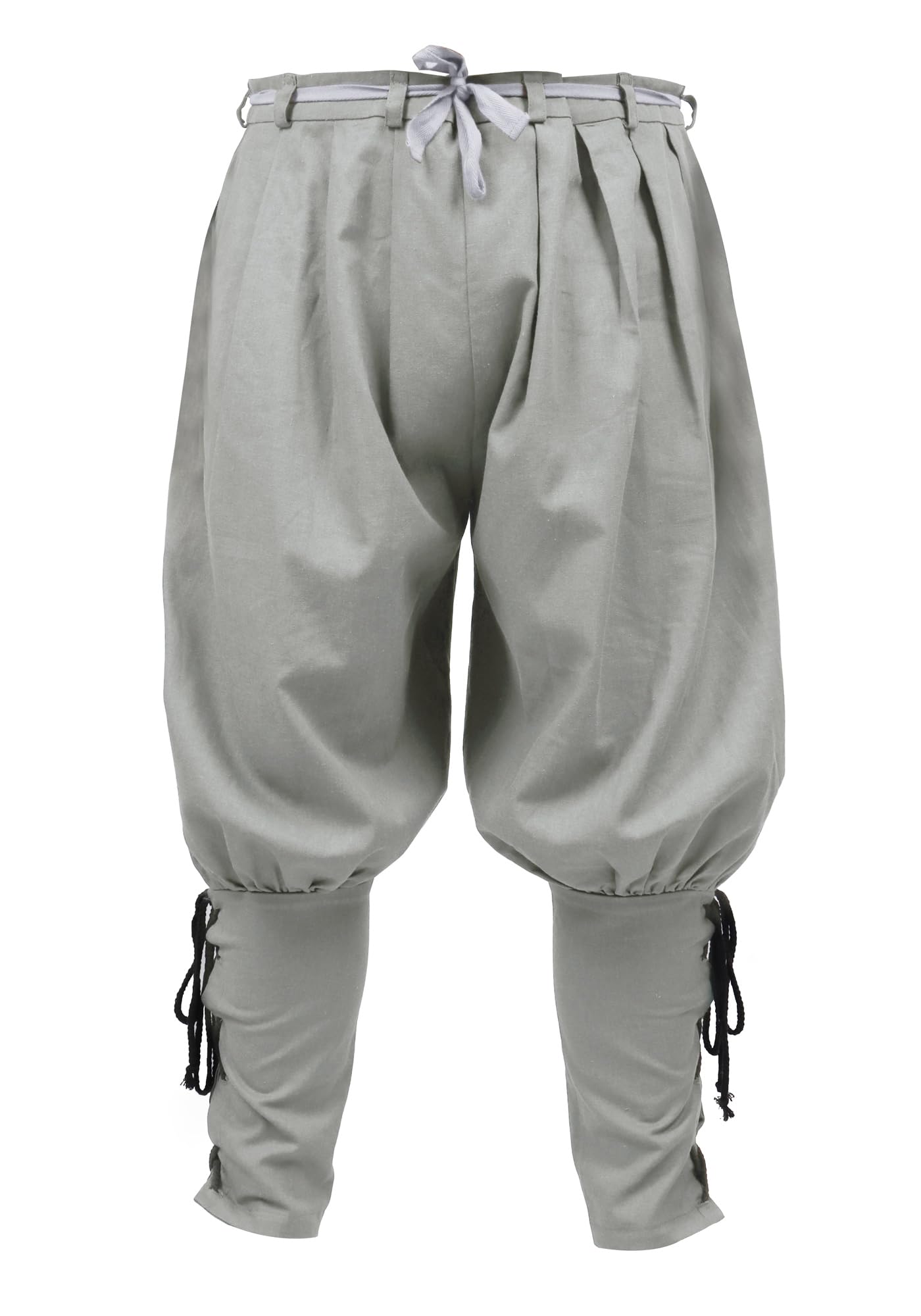 Photo 1 of KUOIN Medieval Renaissance Ankle Banded Pants for Men Pirate Navigator Trousers Linen Bottoms Grey
