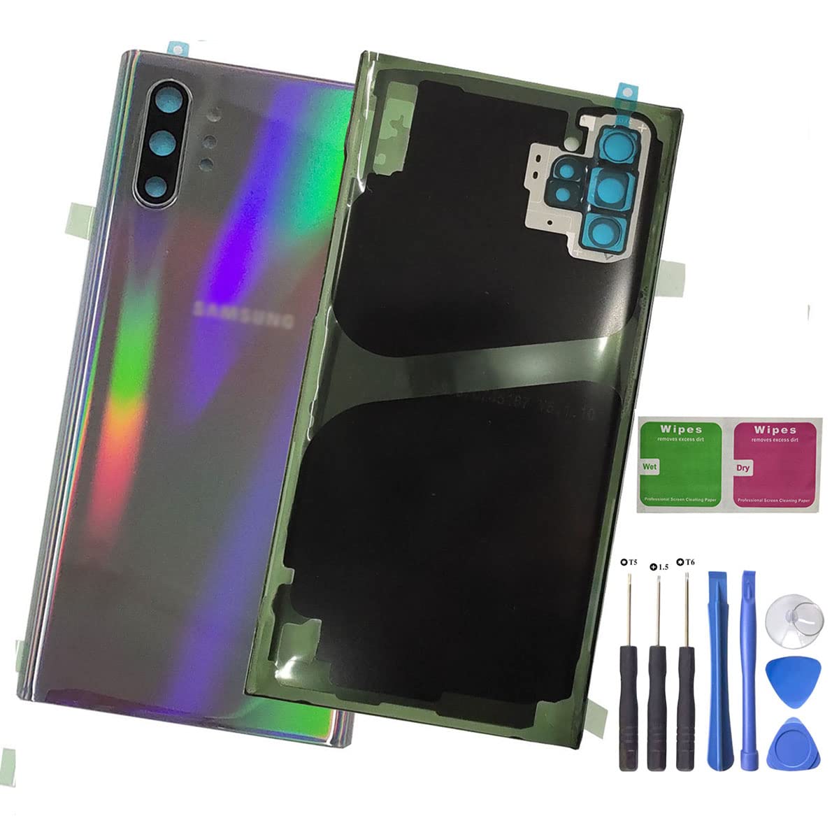 Photo 1 of HQB-STAR Galaxy Note10 Plus Back Cover Glass Housing Door Replacement with Camera Lens Parts for Samsung Galaxy Note10+ SM-N975F/DS SM-N975U SM-N975U1 5G +Tools (Aura Glow)