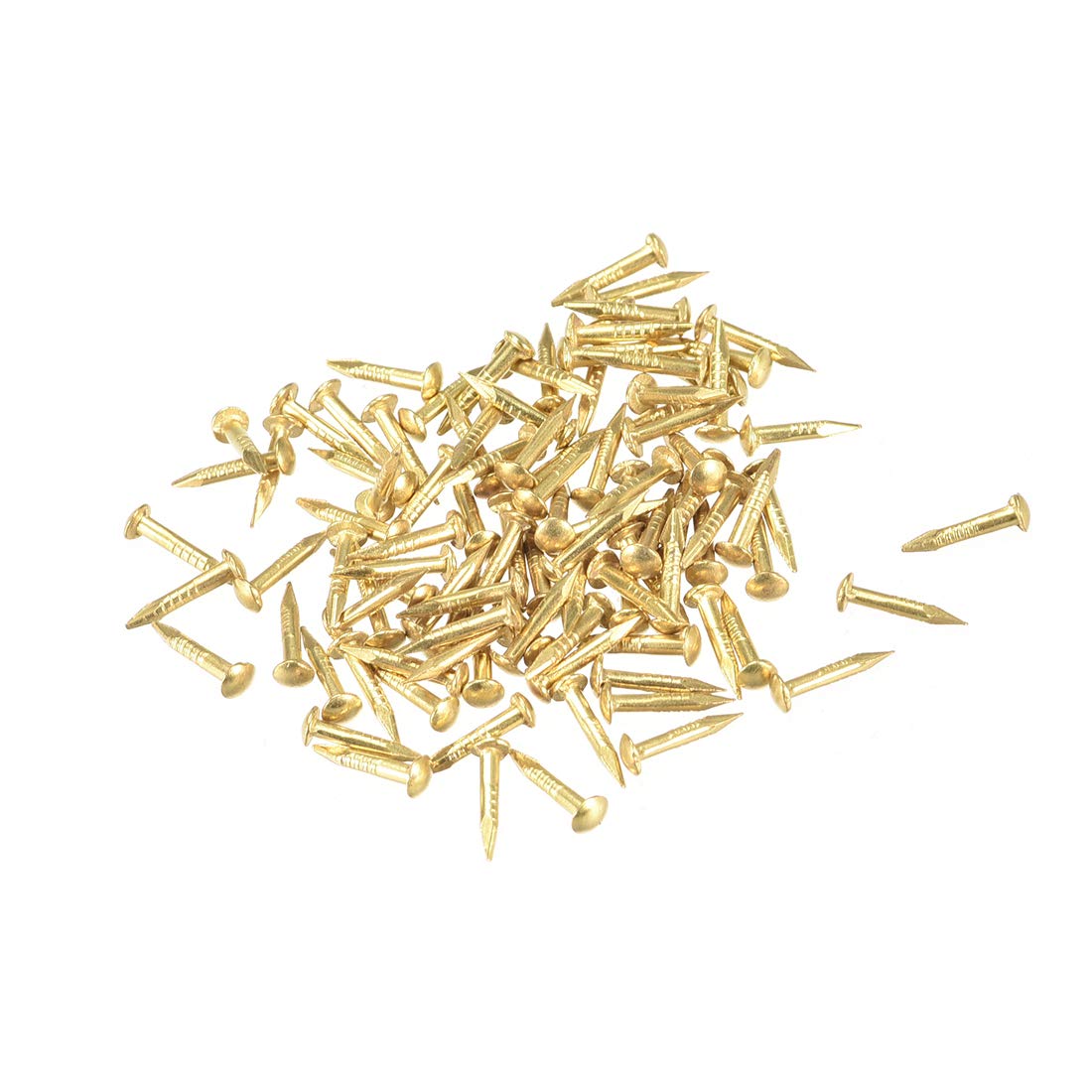 sourcing map Tiny Brass Nails 1.2mmx8mm(DXL) for Wooden DIY Decorative Pictures Boxes Household Accessories Brass Tone 100pcs