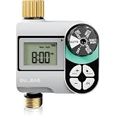 QUOBAS Brass Sprinkler Timer, Programmable Water Hose Timer for Garden Hose | Faucet Timer with Waterproof HD Screen, Rain Delay/Manual/Automatic Irrigation Watering System for Garden, Lawn, Yard