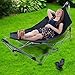 Pure Garden Portable Hammock with Stand-Folds and Fits into Included Carry Bag for Easy Travel-Perfect for Backyard, Pool, Beach, Hiking Black