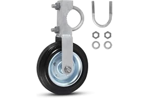 JIAHOO 6" Gate Helper Wheel for Metal Swing Gate with 1-5/8" Thru 2" Gate Frames, Heavy Duty Gate Caster Wheel Support Wheel for Chain Link Fence Swing Gate, Prevent Gate from Dragging, 1 PC