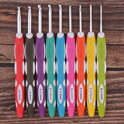 Ergonomic Crochet Hooks Set with Soft Grip, Crochet Hooks with Case for Arthritic Hands, Size from 2.0mm to 6.0mm(B~J) - Thumbnail 3