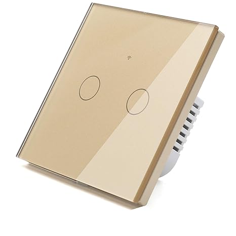 WiFi Interruptor de Luz Conmutador Tctil WiFi Compatible con Alexa y Google Home Control de APP y Funcin de Temporizador No Se necesita Neutro 1 Way 2 Gang Oro
