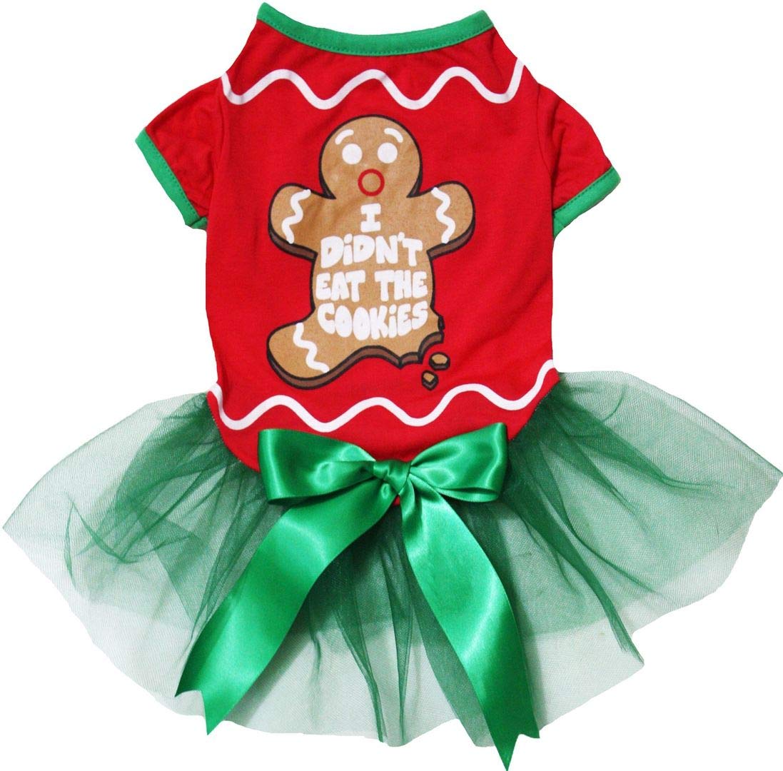 Petitebelle Christmas Theme Puppy Dog Dress (Gingerbread Man, Small)