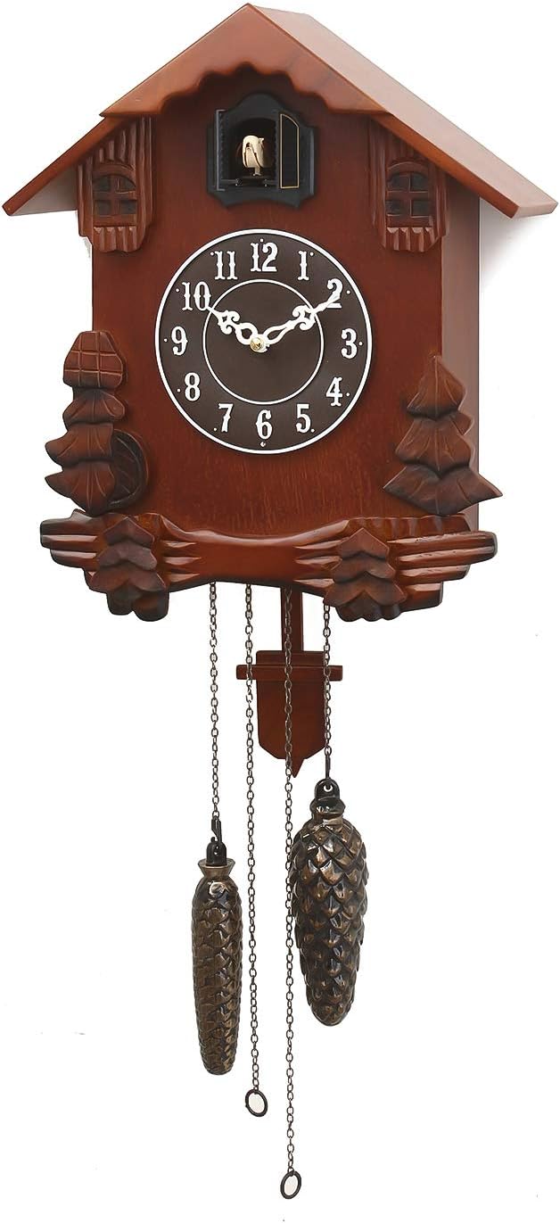 Chronikle Decorative Hut Style Wooden Brown Analog Home/Office Decor Full Figure Musical Cuckoo Wall Clock (Size: 35 x 15 x 32 CM | Weight: 1480 grm | Color: Brown)