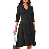 MAKABO Women's 2026 Cocktail Formal Dresses, 3/4 Sleeve V Neck Church Vintage Dress with Pockets for Prom Party