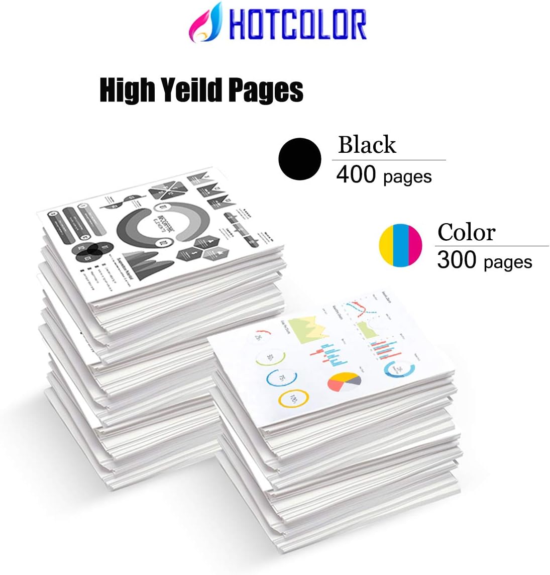 HOTCOLOR 243-244 Printer Ink Cartridge Replacement for Canon Ink 243 and 244 PG 243 CL244 for Canon PIXMA TR4520 MX492 MG3020 MG2520 (1Black/1Tri-Color, 2Pack): Electronics