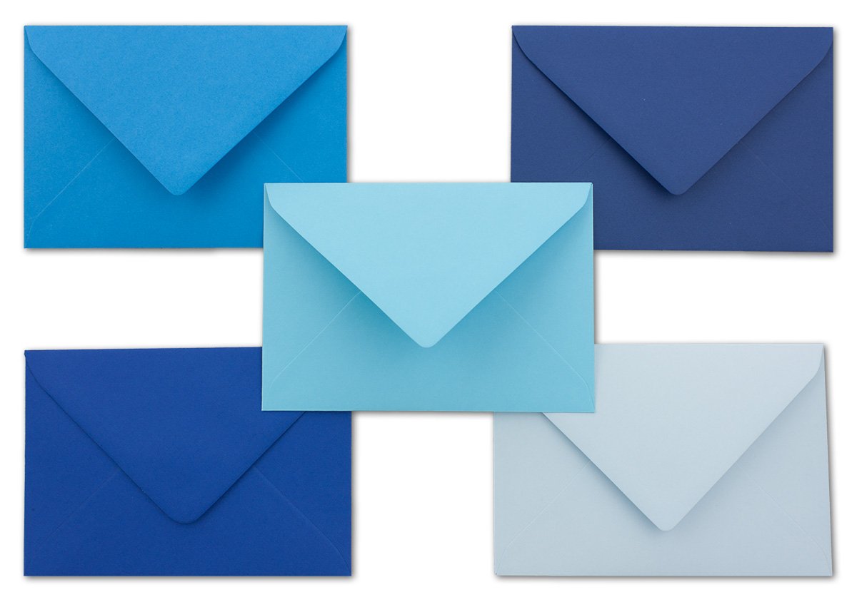 FarbenFroh by GUSTAV NEUSER 40x envelope package - DIN C6 - approx. 11.4 x 16.2 cm - The blue ones - 5 colours, 8 envelopes each - 120 g/m² - Colourful series