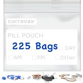 Pill Bags for Travel Pill Pouch Organizer Pack of 225 BPA Free 3 x 2.75 inch Pill Pouches for Medicine with Write on Label &amp; Waterproof Zipper Seal AM PM Pill Baggies for Vitamins by CURRAVAX