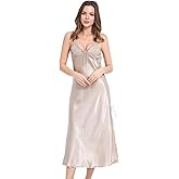 CurveBay Victorian Silk Nightgown Women Girls Long Sleeveless Satin Princess Lingerie