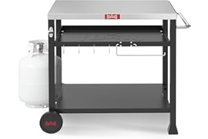 Feasto 3-Shelf Outdoor Grill Table,Pizza Oven Table for Outside,Movable Grill Cart with Wheels,Indoor & Outdoor Cooking Station, Pizza Oven Stand for Ooni Blackstone Griddle 33.5”x 21.7”