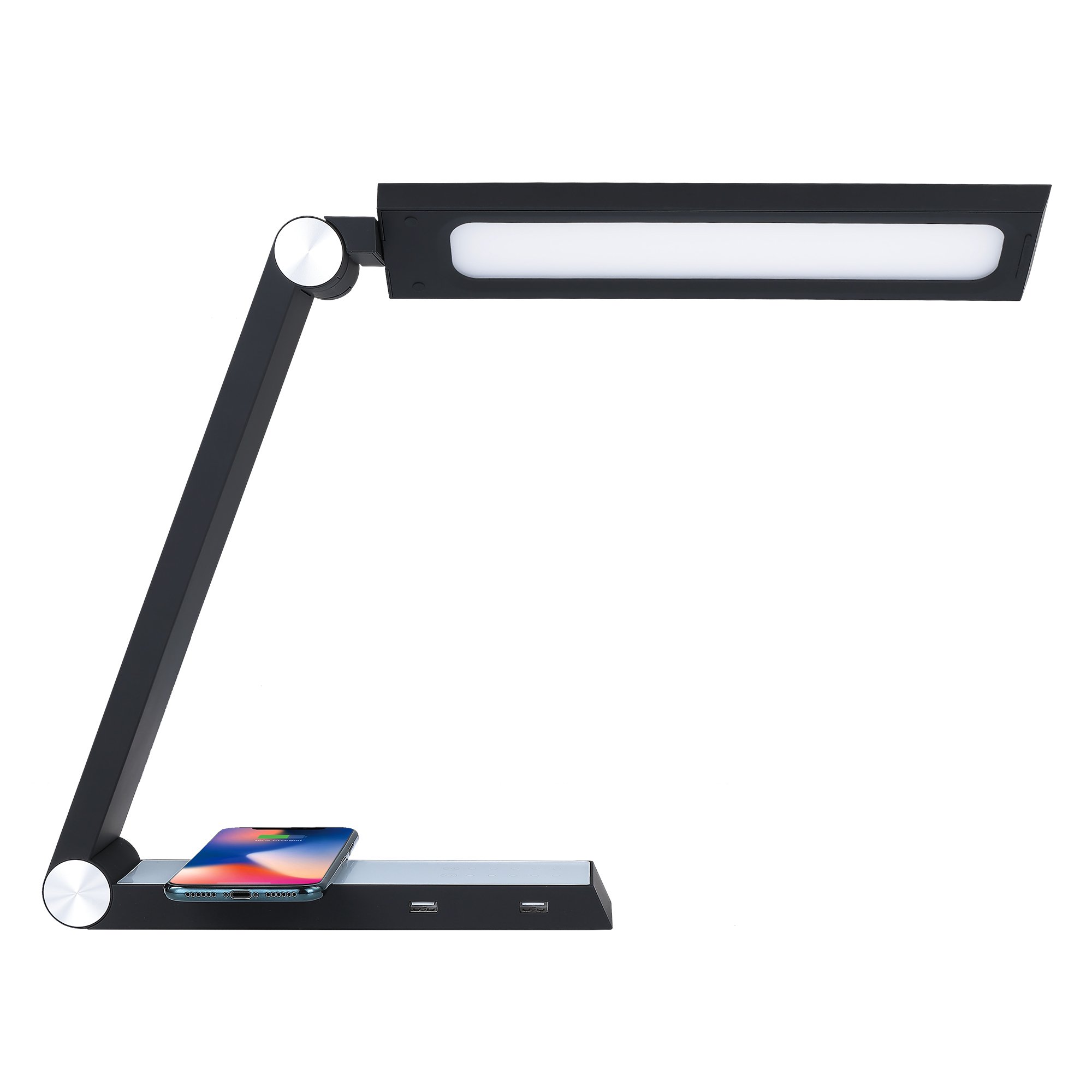 Black LED Desk Lamp with Wireless Charging & USB Port Color