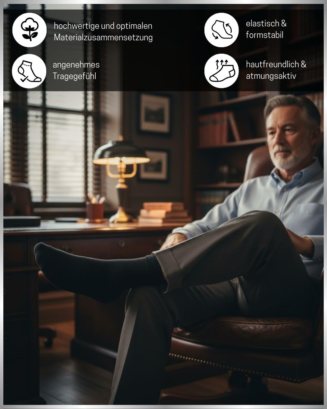 10 Paar Socken Herren 43-46 Schwarz Business Socken Baumwolle Atmungsaktive Anzugsocken 15800 4