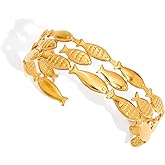 Biuwos Chunky Statement Bangle Cuff Bracelets for Women Open Wide Thick Bracelet Boho Jewelry