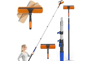 SKGPOLE Squeegee for Window Cleaning Kit with 5-19 Foot Telescoping Extension Pole (26+ Foot Reach), 2 in 1 Window Squeegee, Aluminum Telescopic Extension Pole for Window, Car, Shower Glass Door