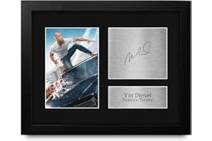 HWC Trading Vin Diesel Fast And Furious Dominic Toretto Gifts USL Framed Printed Signed Autograph Picture for Movie Memorabil