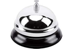 MROCO Big Call Bells, 3.38 Inch Diameter, Chrome Finish, All-Metal Construction, Desk Bell Service Bell for Hotels, Schools, Restaurants, Reception Areas, Hospitals, Warehouses (Silver)