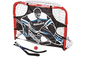 Bauer G KNEE PRO IE SET Hockey Goal, 77.5 x 58.5 x 34 cm, 2.54 cm Steel Frame, Includes 2 Mini Rackets and 1 Foam Ball