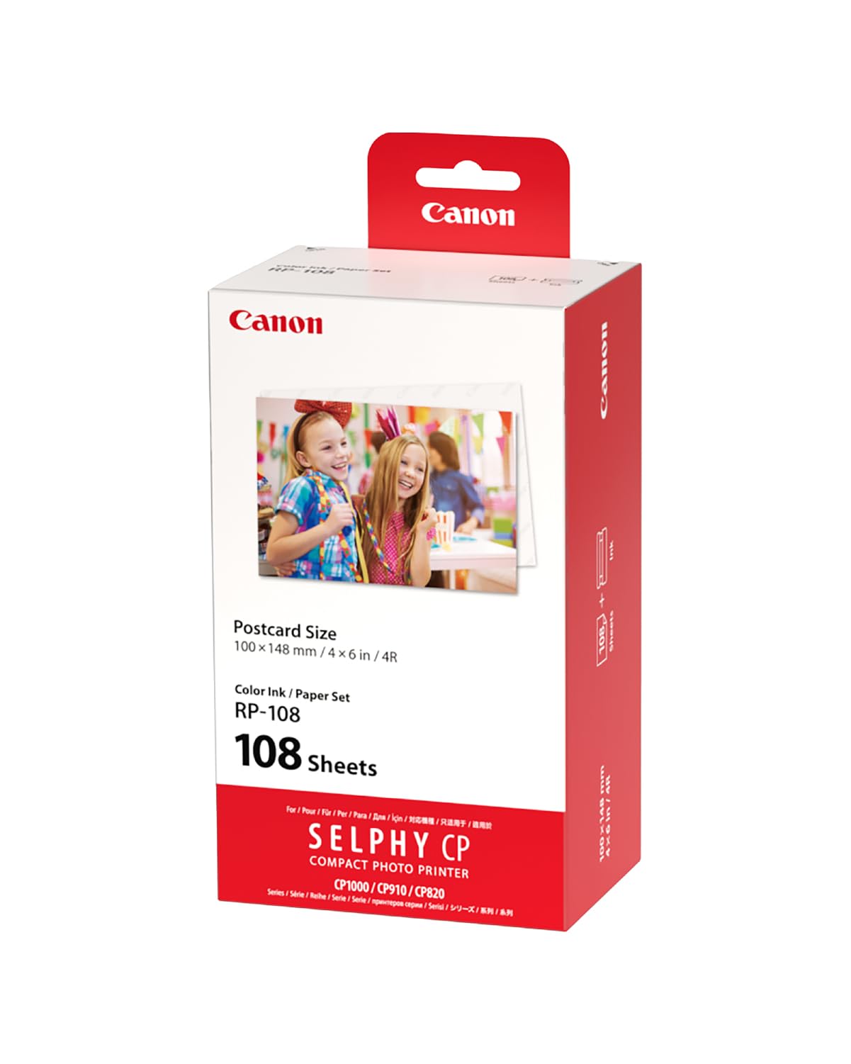 Canon SELPHY RP-108 Ink + Paper Multipack - Genuine Printer Ink Cartridges 2 Pack (2 x Cartridges) & 108 Sheets (100 x 148mm)