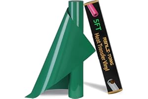 RENLI·TONG RENLITONG Green HTV Iron on Vinyl 12Inch by 5ft Roll HTV Heat Transfer Vinyl for T-Shirt HTV Vinyl Rolls for All Cutter Machine - Easy to Cut & Weed for Heat Vinyl Design