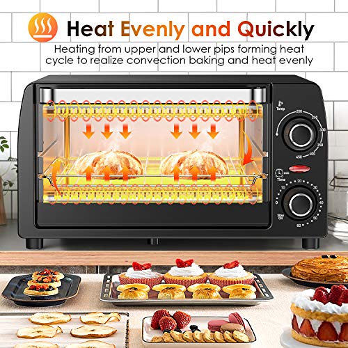 Hosome Toaster Oven, 4 Slice Toaster Oven with Wire Rack and Tray, Stainless Steel Compact Size