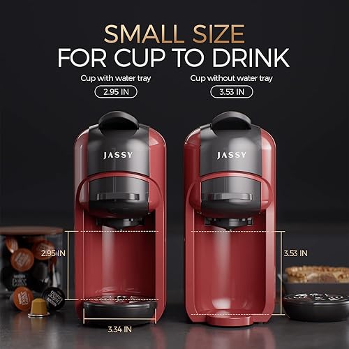 JASSY Mini Espresso Coffee Machine 20 Bar Coffee Maker for Home Compatible for NS Original Capsule with Single/Double Cup System for Espresso,1255W : JASSY Small Espresso Coffee Machine 20 Bar Coffee