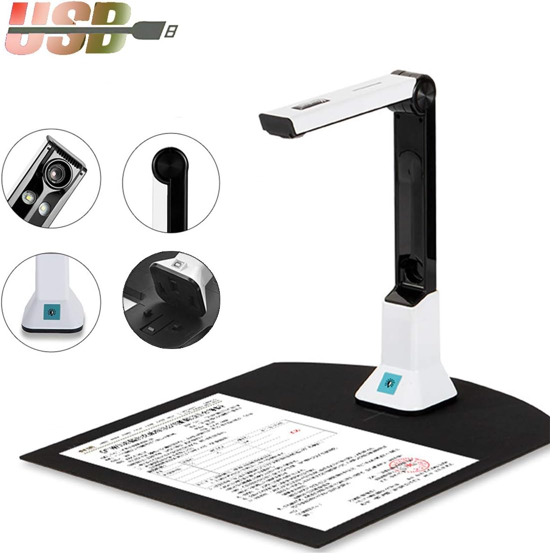 EnweGey Document Camera, Portable High-Definition Scanner, with Real-time Projection Video Recording Function, A4 Format, OCR Multi-Language Recognition, for Office Classrooms,Soft Bottom: Home & Kitchen
