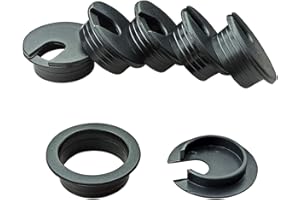 6pcs Desk Grommet 1-3/8 inch Plastic Wire Cord Cable Grommets Hole Cover for Office PC Desk Cable Cord Organizer (Black)