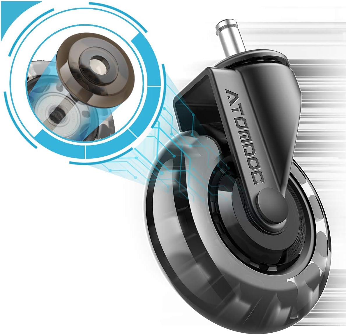 Caster Office Chair Wheels, 3" Standard Replacement Chair Casters, Heavy Duty & Safe Protection for All Floors Hardwood Slate Tile Mat Carpet Revolutionary Bearing Protection Cover, Set of 5 ATOMDOC: Furniture & Decor