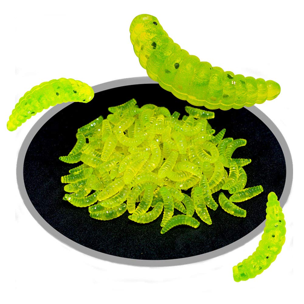 Senven Artificial Worm, Biomimetic Soft Silicone Earthworm Lures - RedWorm & Green, 100Pcs