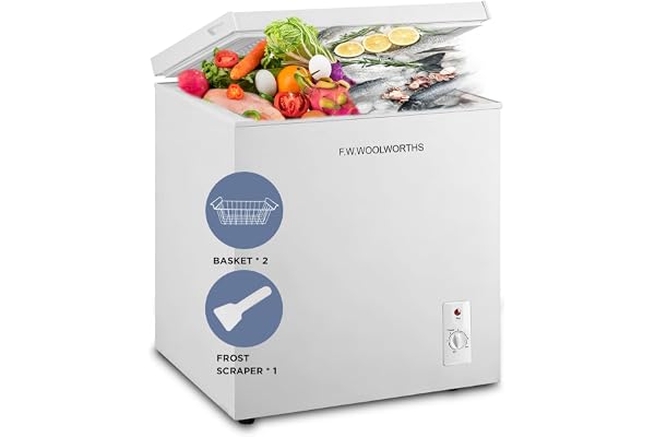 F.W.WOOLWORTHS 7.0 Cu.Ft Chest Freezer 7 Gears Temperature Control, Deep Freezer with Removable Basket, Compact Freezer for Kitchen, Home, Office, Garage, Basement-White