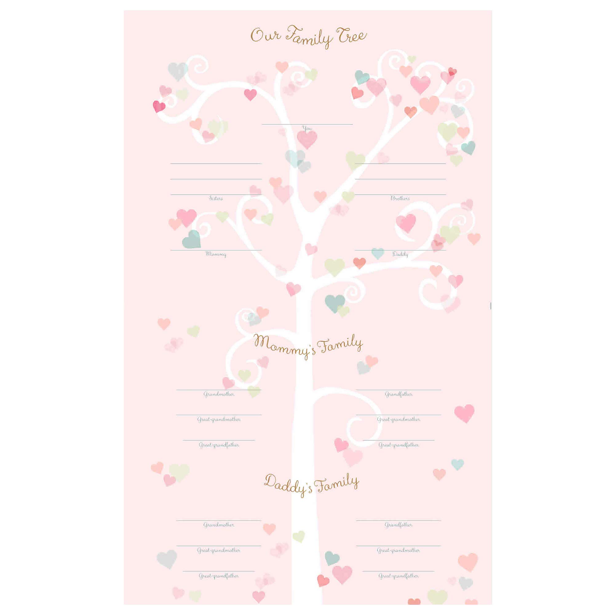 C.R. Gibson Gold and Pink Baby Calendar Family Tree, 11'' W x 18'' H