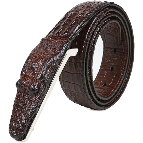 Men Alligator Crocodile Skin Imitation Cowhide Leather Alloy